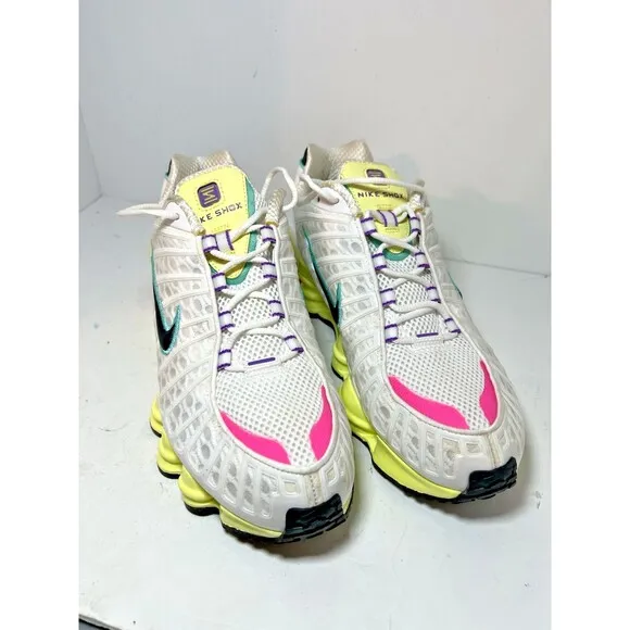 Nike Shoes Womens 10.5 Shox TL White Pink Yellow Running Sneakers AR3566-102