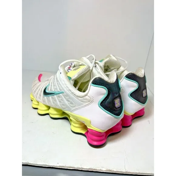 Nike Shoes Womens 10.5 Shox TL White Pink Yellow Running Sneakers AR3566-102
