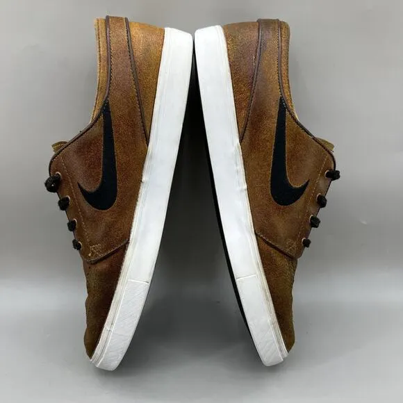 Nike Zoom SB Stefan Janoski Elite Sneakers Men's 11.5 Brown Leather Skate Shoes