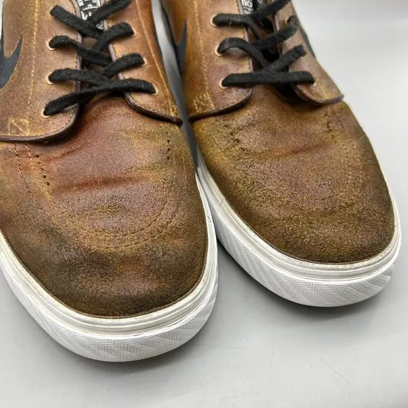 Nike Zoom SB Stefan Janoski Elite Sneakers Men's 11.5 Brown Leather Skate Shoes