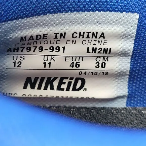 Nike Air Force 1 Dunk Low Leather Blue And White Sneaker Shoes Size 12