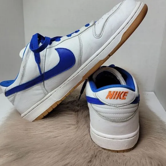 Nike Air Force 1 Dunk Low Leather Blue And White Sneaker Shoes Size 12