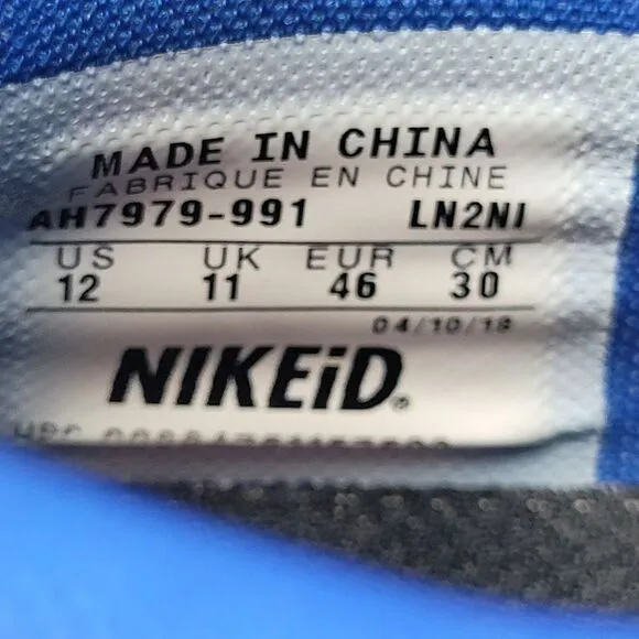 Nike Air Force 1 Dunk Low Leather Blue And White Sneaker Shoes Size 12
