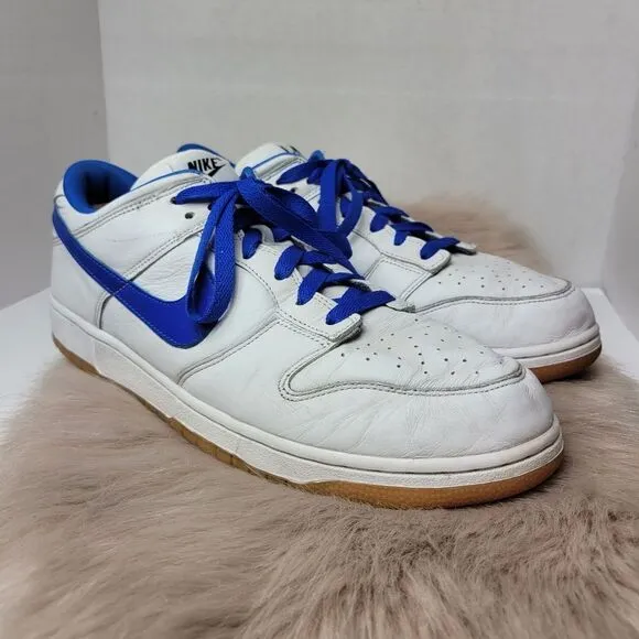 Nike Air Force 1 Dunk Low Leather Blue And White Sneaker Shoes Size 12