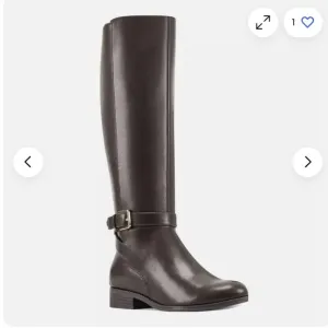Nine West Giani3 Dark Brown Faux Leather Riding Boots Buckle Detail Sz 9M