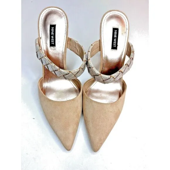 Nine West luxury fresah Shoes West Greet Womens Rhinestone High Heels cream 10M