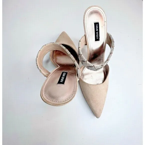 Nine West luxury fresah Shoes West Greet Womens Rhinestone High Heels cream 10M