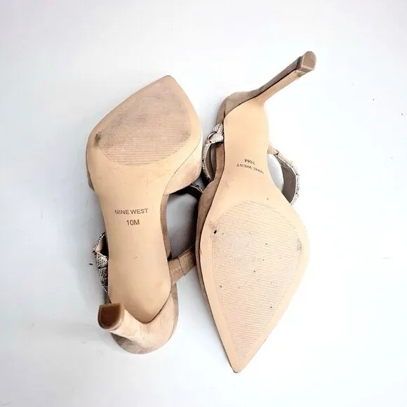 Nine West luxury fresah Shoes West Greet Womens Rhinestone High Heels cream 10M
