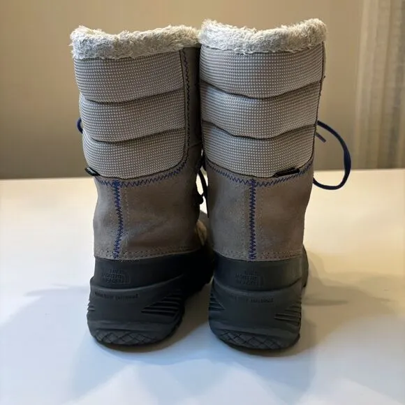 North Face Girl's Gray Leather Suede Heat Seeker Waterproof‎ Snow Boots Size 3