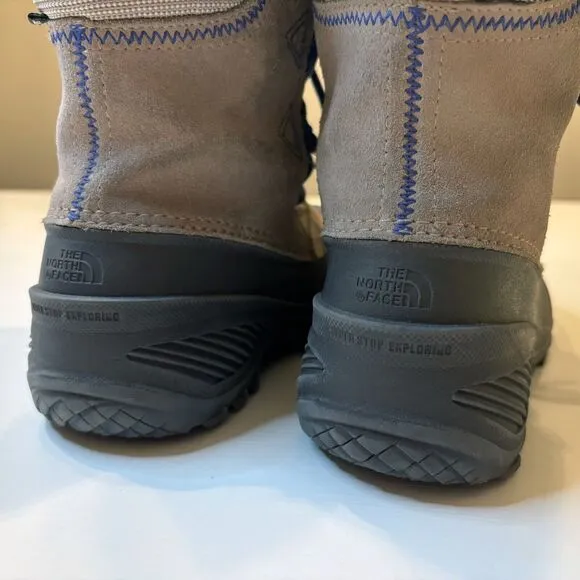 North Face Girl's Gray Leather Suede Heat Seeker Waterproof‎ Snow Boots Size 3