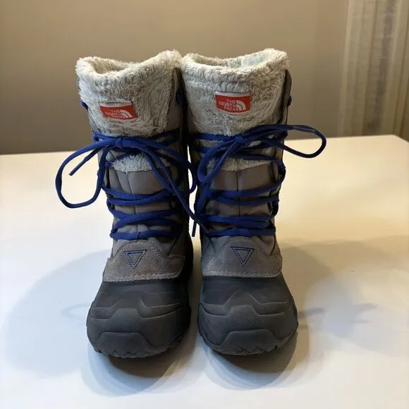 North Face Girl's Gray Leather Suede Heat Seeker Waterproof‎ Snow Boots Size 3