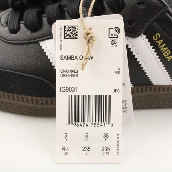 NWOB Adidas Women's Samba OG Sneakers in Black/White US Size 6.5 (IG9031)