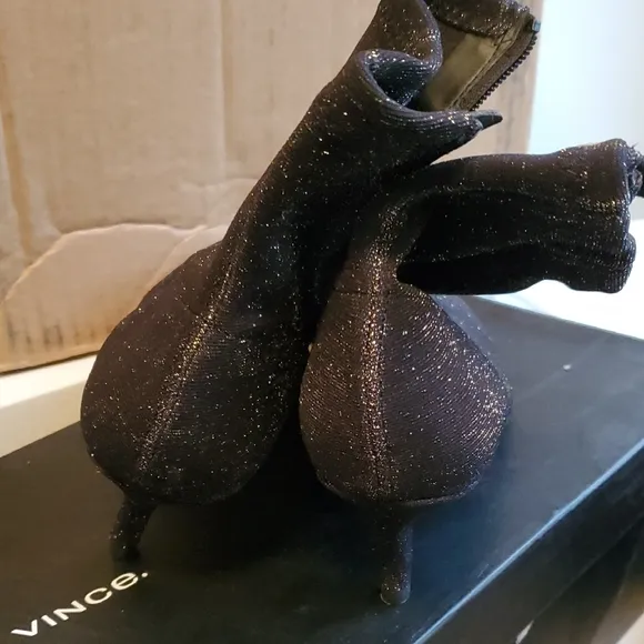 Nwob Black Sparkle Ankle Sock Boots
