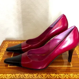 NWOB Dolce Perla 8 Plum pink and Black Heels Made in Italy