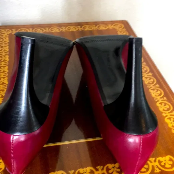 NWOB Dolce Perla 8 Plum pink and Black Heels Made in Italy