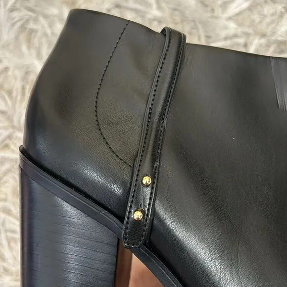 NWOB Franco Sarto Vivica Black Leather Square Toe Block Heel Ankle Boots size 10
