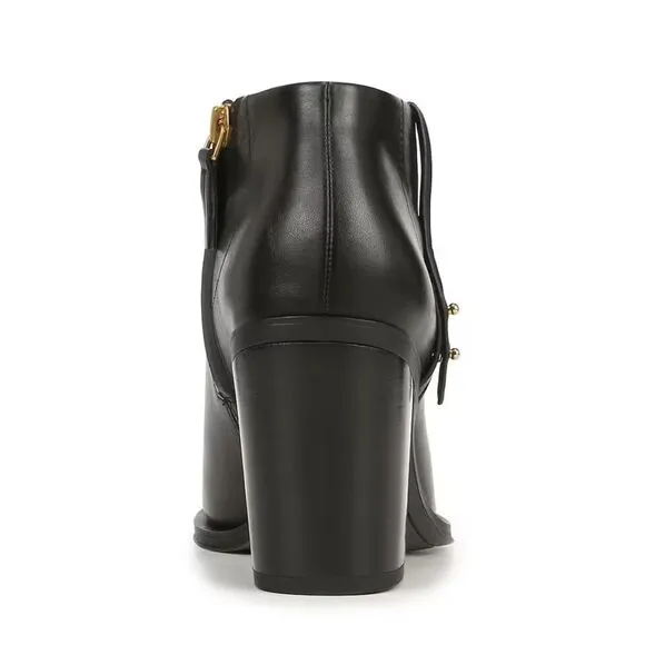 NWOB Franco Sarto Vivica Black Leather Square Toe Block Heel Ankle Boots size 10