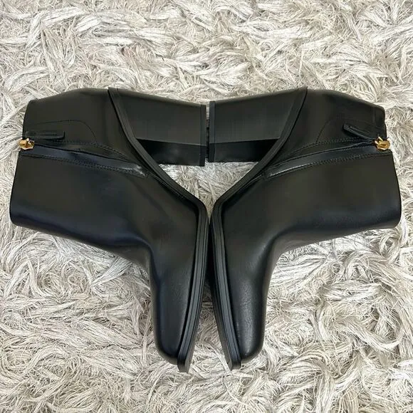 NWOB Franco Sarto Vivica Black Leather Square Toe Block Heel Ankle Boots size 10