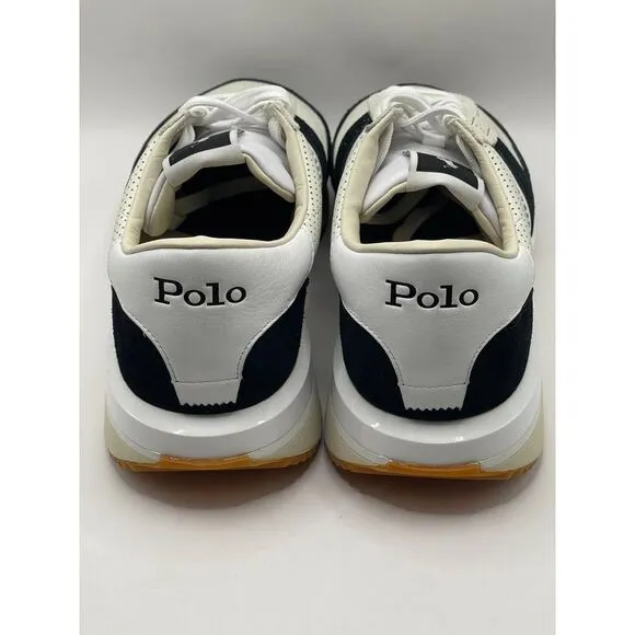 NWOB Polo Ralph Lauren Men's Train 89 Sneakers Shoes‎ 10.5 White w/Black Suede