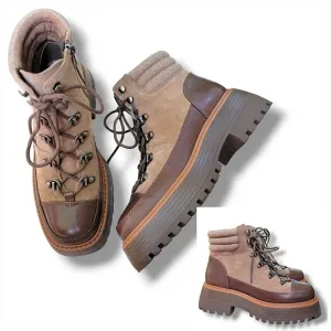 NWOB Vince Camuto Lug Sole Mertamie Platform Booties Boots‎ Size 6 Brown