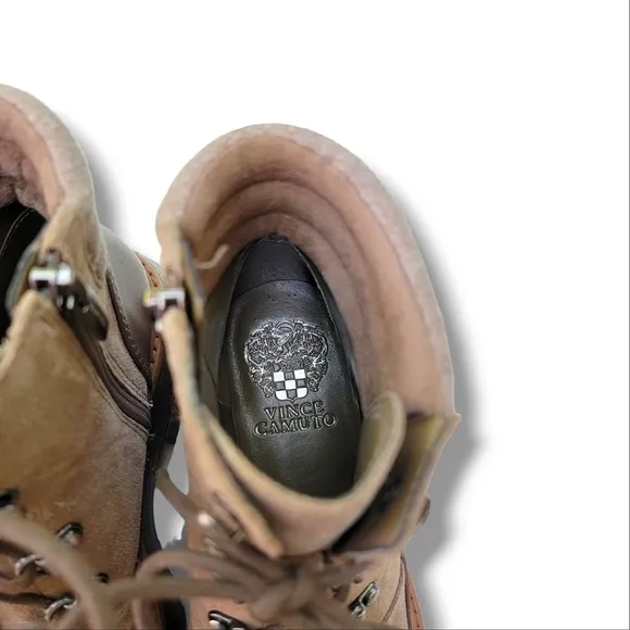 NWOB Vince Camuto Lug Sole Mertamie Platform Booties Boots‎ Size 6 Brown