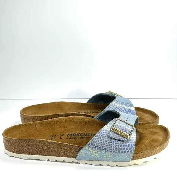 NWOT Birkenstock Madrid Sandals Blue Metallic Mermaid Size 10-10.5 EU 41