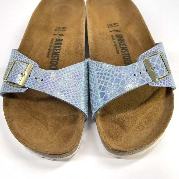 NWOT Birkenstock Madrid Sandals Blue Metallic Mermaid Size 10-10.5 EU 41