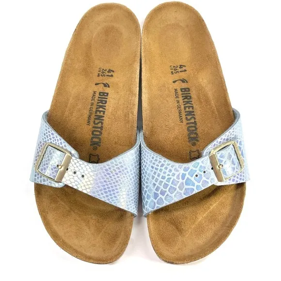 NWOT Birkenstock Madrid Sandals Blue Metallic Mermaid Size 10-10.5 EU 41