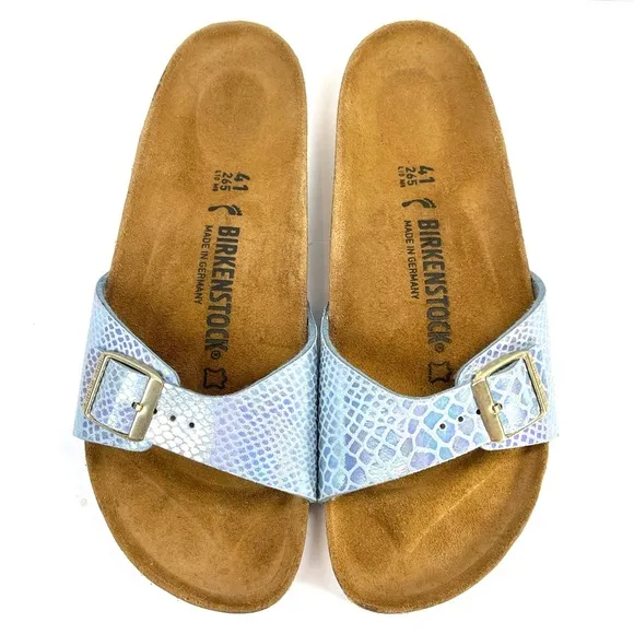 NWOT Birkenstock Madrid Sandals Blue Metallic Mermaid Size 10-10.5 EU 41
