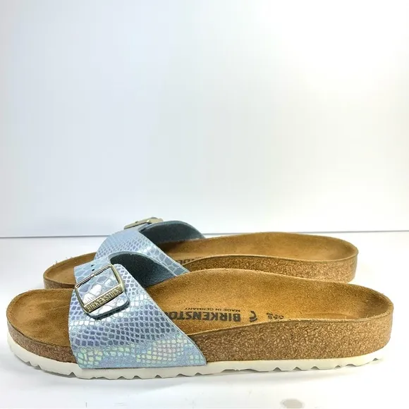 NWOT Birkenstock Madrid Sandals Blue Metallic Mermaid Size 10-10.5 EU 41