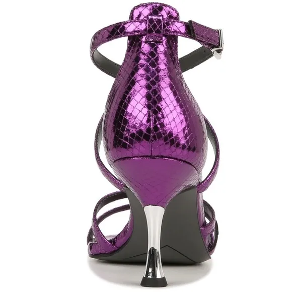 NWOT FRANCO SARTO “Rika” Metallic Purple Snake Print Dress Sandals / Sz 6.5