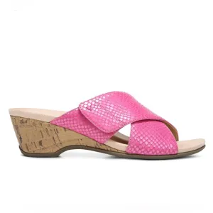 NWOT Vionic Leticia Pink Leather Wedge Comfort Sandals