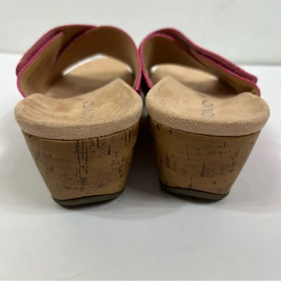 NWOT Vionic Leticia Pink Leather Wedge Comfort Sandals