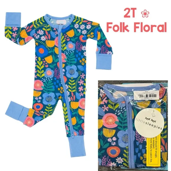 NWT 2T Little Sleepies Folk Floral Convertible Zippy