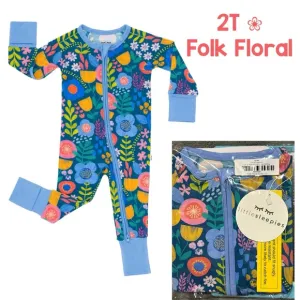 NWT 2T Little Sleepies Folk Floral Convertible Zippy