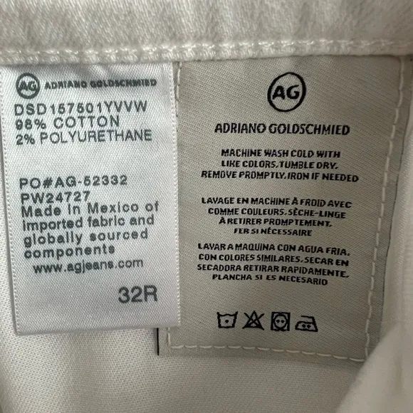 NWT AG EX BOYFRIEND SLIM WHITE JEANS