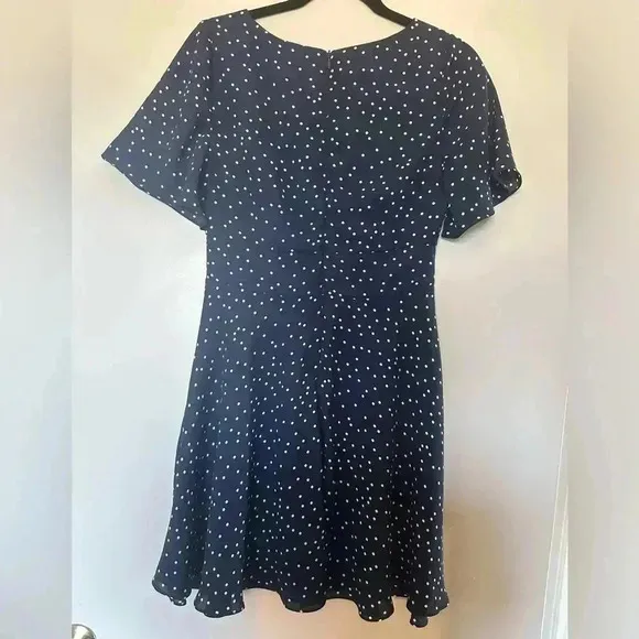 NWT BB Dakota Navy Short Sleeve Mini Dress with White Polka Dots