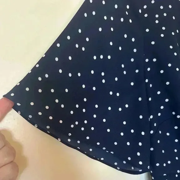 NWT BB Dakota Navy Short Sleeve Mini Dress with White Polka Dots