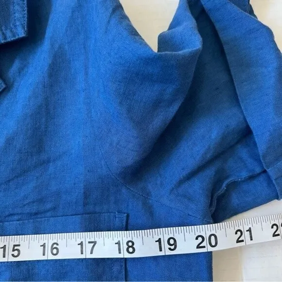 NWT Everlane 100% Linen Workwear Blue Button Down Short Dress SZ XS