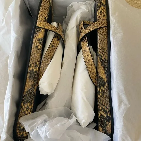 NWT FRAME Le Montauk Criss Cross Sandals, Size 39.5 Euro/9 US, Python Multi