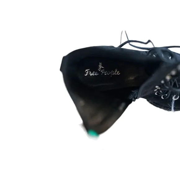 NWT Free People Black Suede Lace Up Open Toe High Heel Sandals Womens Size 6.5