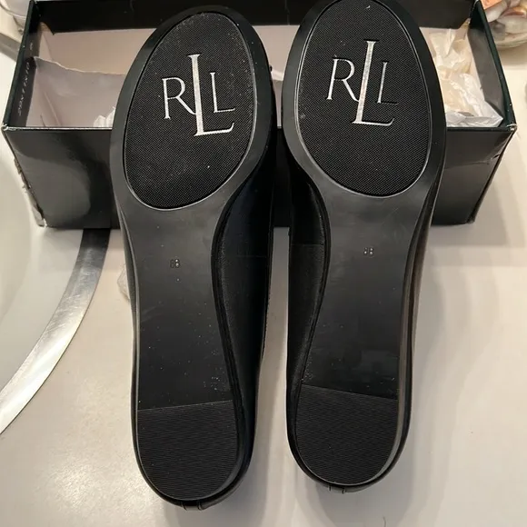 NWT Lauren Ralph Lauren Miriam Black Napa/Patent Leather Women's Flats Size 8B