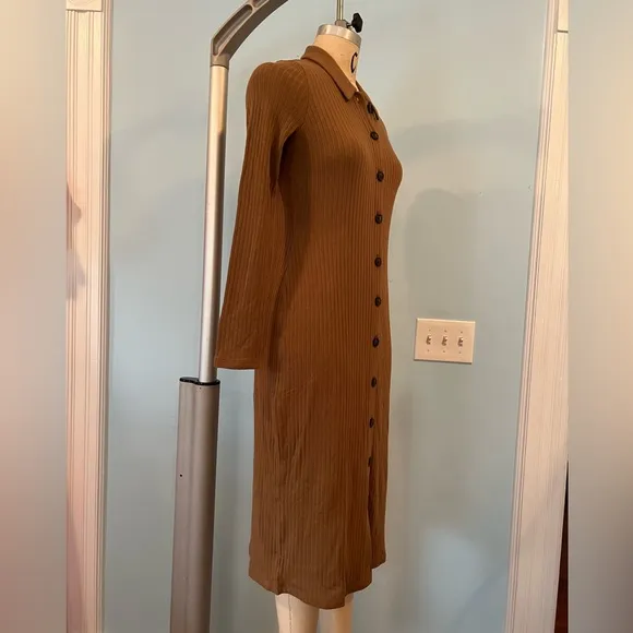 NWT Madewell Button-Front Midi Shirtdress - Medium - Camel Tan