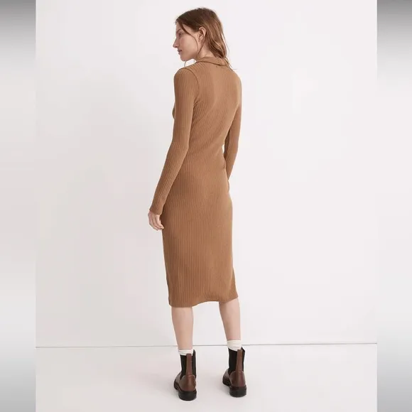NWT Madewell Button-Front Midi Shirtdress - Medium - Camel Tan