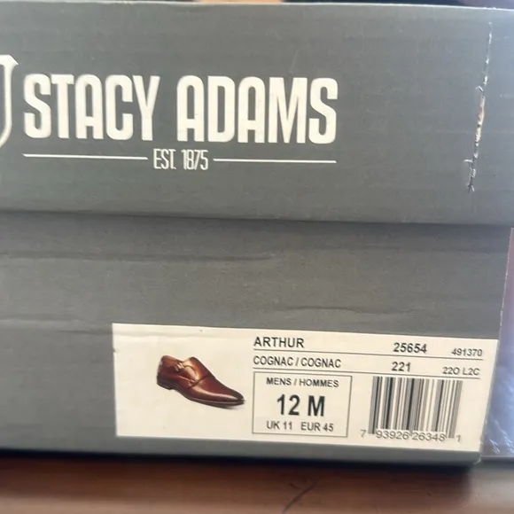 NWT Mens Stacy Adams Arthur Slip-On Cognac Shoes with RedZone Insole, Size 12.