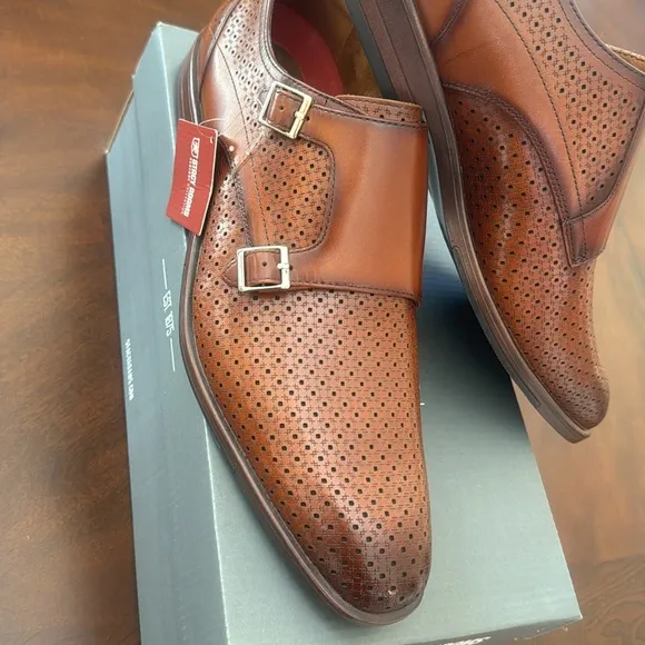 NWT Mens Stacy Adams Arthur Slip-On Cognac Shoes with RedZone Insole, Size 12.