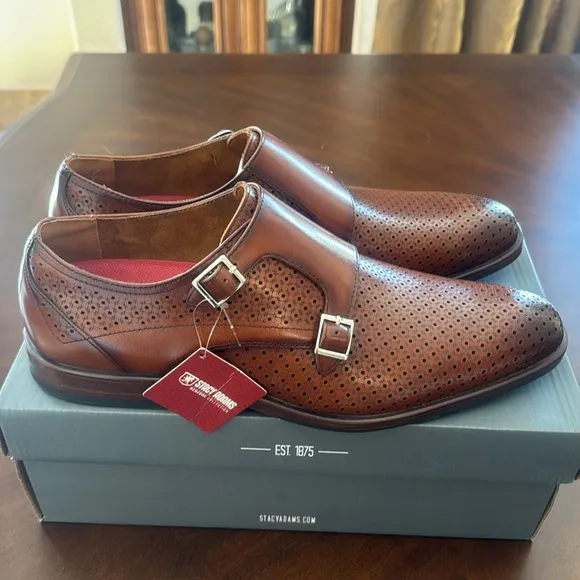 NWT Mens Stacy Adams Arthur Slip-On Cognac Shoes with RedZone Insole, Size 12.