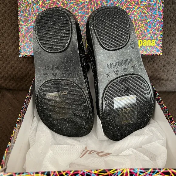 NWT MINI MELISSA Campana Zig Zag Kids Mary Jane Flats In Black Size 8T