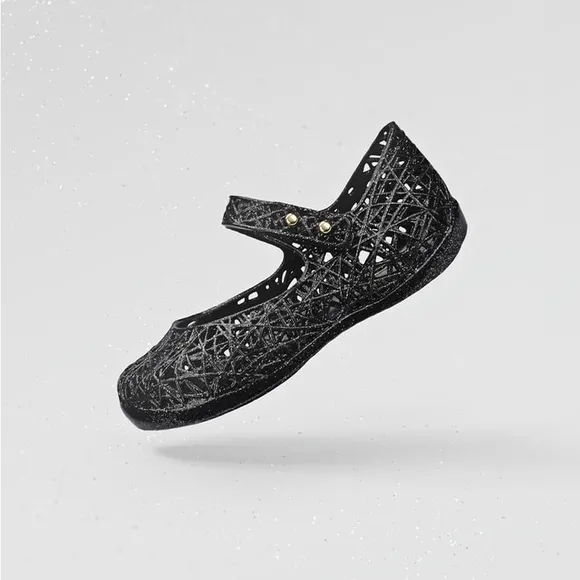 NWT MINI MELISSA Campana Zig Zag Kids Mary Jane Flats In Black Size 8T