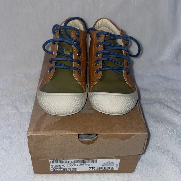 NWT NATURINO COCOON Nappa Leather First Step Shoes in Brown-Grey